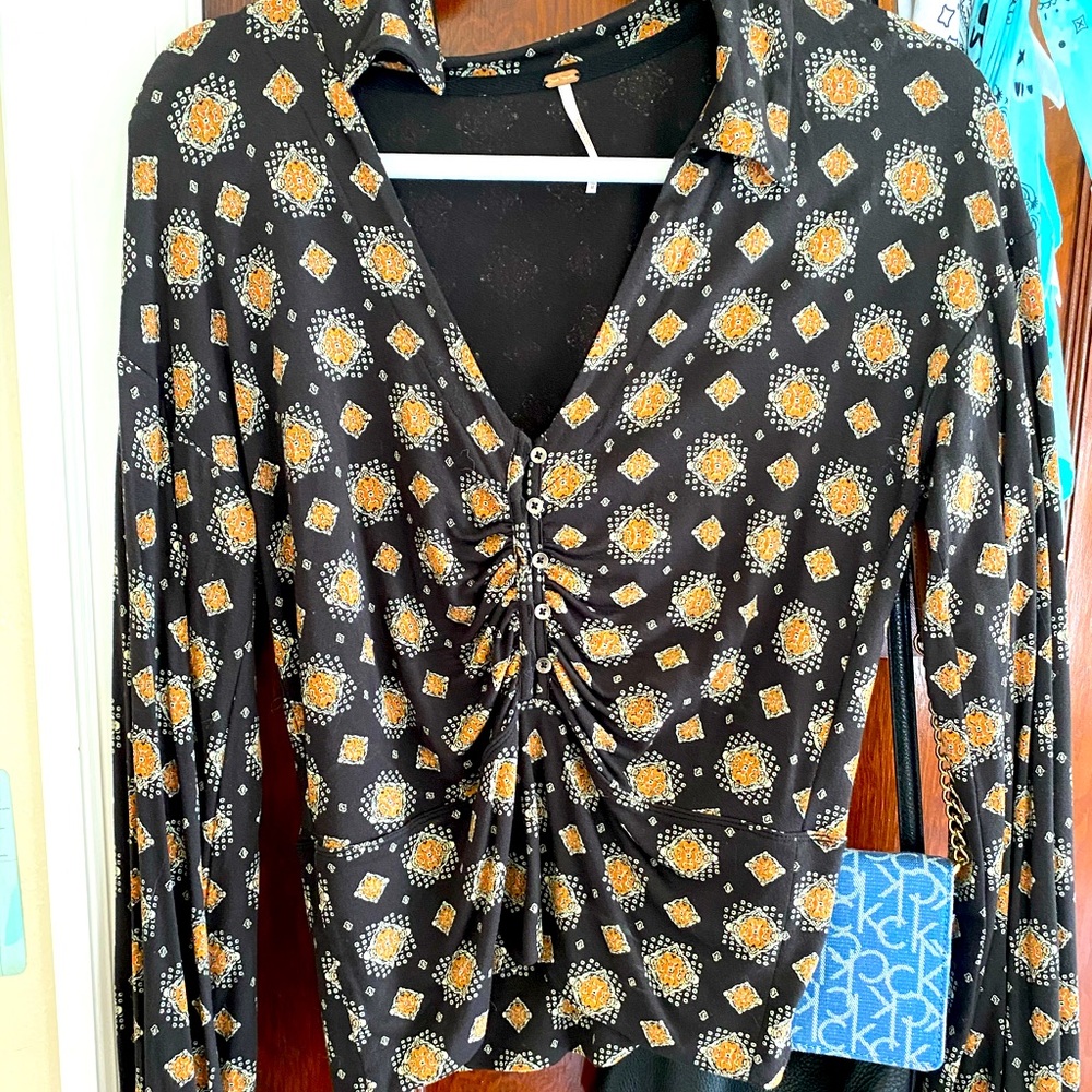 black multi colored top